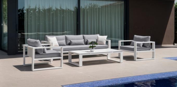 Salon de jardin en aluminium luxe 5 places - FERMO BIS