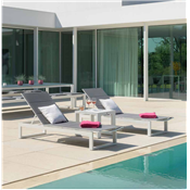 Duo de bains de soleil avec table basse, COMO GRIS