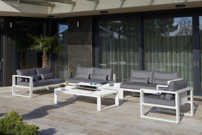Salon de jardin d'angle en aluminium, COMO COOL