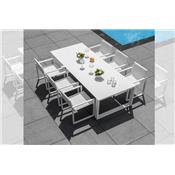 Table en aluminium avec plateau en verre, COMO 200CM