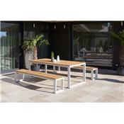 Table  manger en teck et aluminium, FERMO