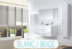 Meubles salle de bain double vasque BLANC / BEIGE