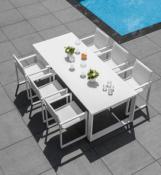 Table en aluminium avec plateau verre, COMO 240CM