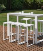 Ensemble bar en aluminium blanc avec 6 tabourets, FERMO BAR