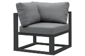 Fauteuil d'angle de jardin en aluminium, BELLY NOIR