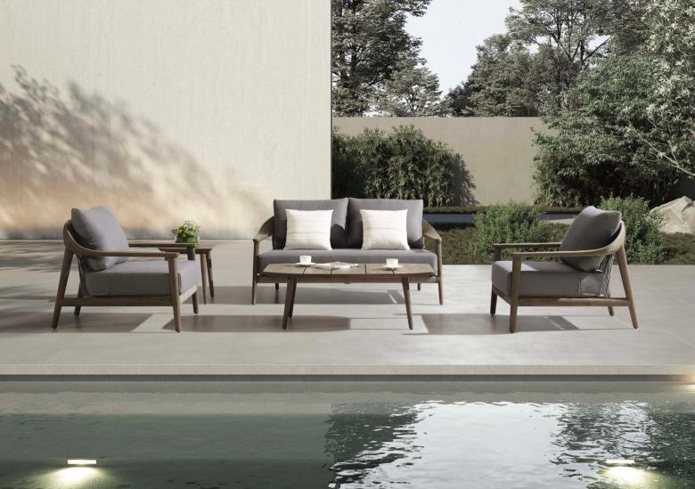 Mobilier de jardin de luxe design en teck massif 4 places - COME