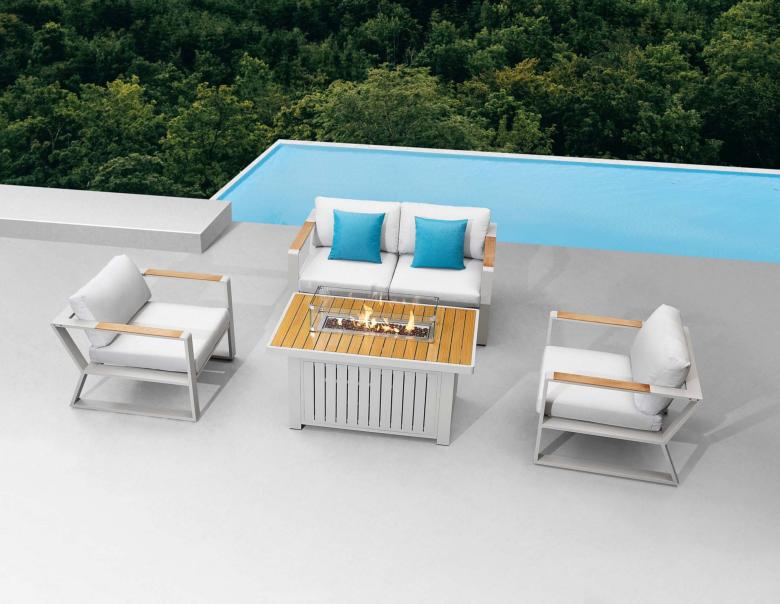 Salon de jardin design en aluminium et en teck - EXY MINI