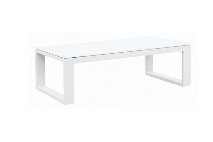 Table basse de jardin blanche plateau céramique - BELLY 
