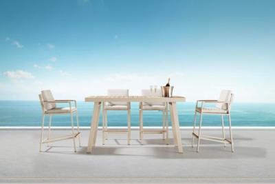 Table en aluminium et teck avec 6 fauteuils, NOFFY BAR