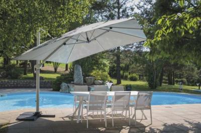 Parasol déporté 3 x 3 m, DIAMANT gris perlé