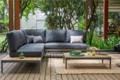 Salon de jardin en aluminium et bois d'acacia, CLEMY