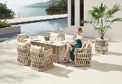 Ensemble repas de jardin luxe en teck et en corde 6 places - PALMA