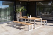 Banc de jardin en aluminium et en teck