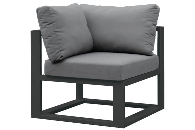 Fauteuil d'angle de jardin en aluminium, BELLY NOIR