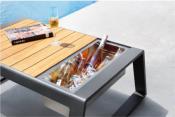 Table basse de jardin en aluminium et en teck, COFY