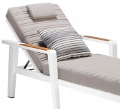 Duo de bains de soleil en aluminium et teck, LOVY BLANC