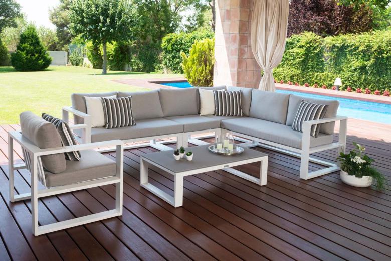 Salon de jardin d'angle en aluminium haut de gamme, BELLY