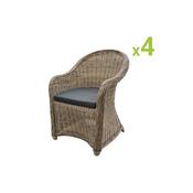 Lot de 4 Chaises en résine tressée ronde CLEA