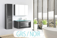 Meubles salle de bain simple vasque GRIS / NOIR