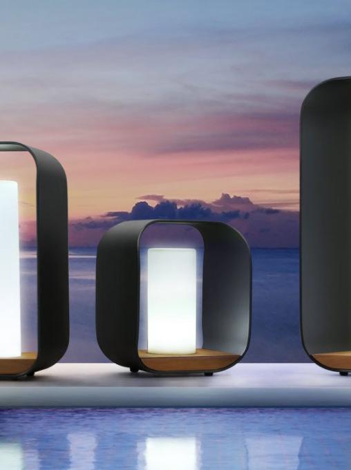 Lampe design d'extérieur sans fil - ONDA NOIR TAILLE S 