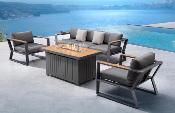 Salon de jardin design en aluminium et en teck - EXY NOIR