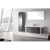 Meuble salle de bain double vasque 120 cm, 1 colonne, MIA GRIS