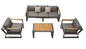Salon de jardin design en aluminium et en teck - EXY NOIR