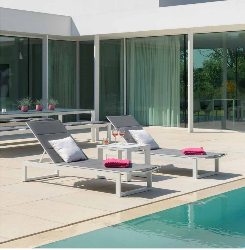 Duo de bains de soleil avec table basse, COMO GRIS