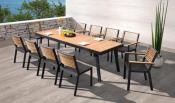 Ensemble repas jardin aluminium et en teck 10 PLACES - YORK NOIR