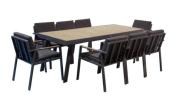 Ensemble repas en aluminium et en teck, NOFFY 8PLACES NOIR