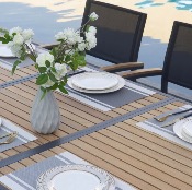Table repas de jardin extensible en aluminium et en teck - TORY