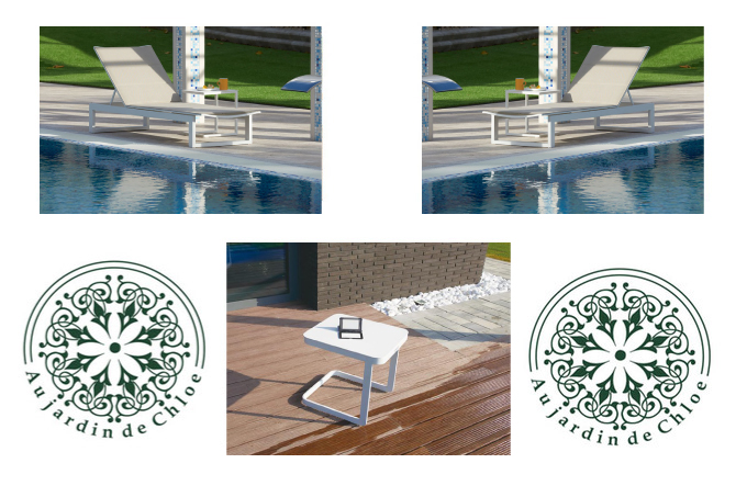 Duo de bains de soleil avec table basse, COMO TAUPE