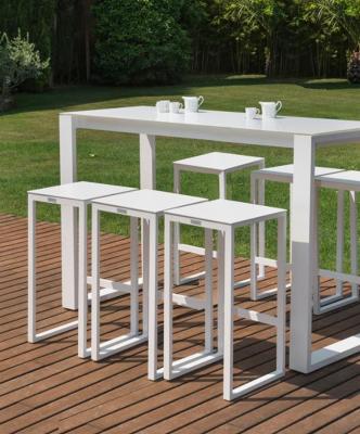 Ensemble bar en aluminium blanc avec 6 tabourets, COMO BAR