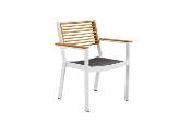 Fauteuil de repas extérieur aluminium et teck - YORK BLANC