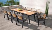 Ensemble repas jardin aluminium et en teck 10 PLACES - YORK NOIR