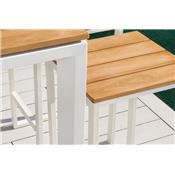 Table haute en aluminium et teck avec 6 tabourets, COMO