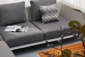 Canapé de jardin d'angle en aluminium et en teck, ORSY COSY