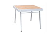 Ensemble repas en aluminium et en teck 90X90cm, YORK BLANC