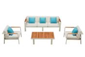 Salon de jardin en aluminium et en teck 5 places, NOFFY PLUS
