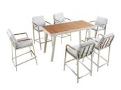 Table en aluminium et teck avec 6 fauteuils, NOFFY BAR